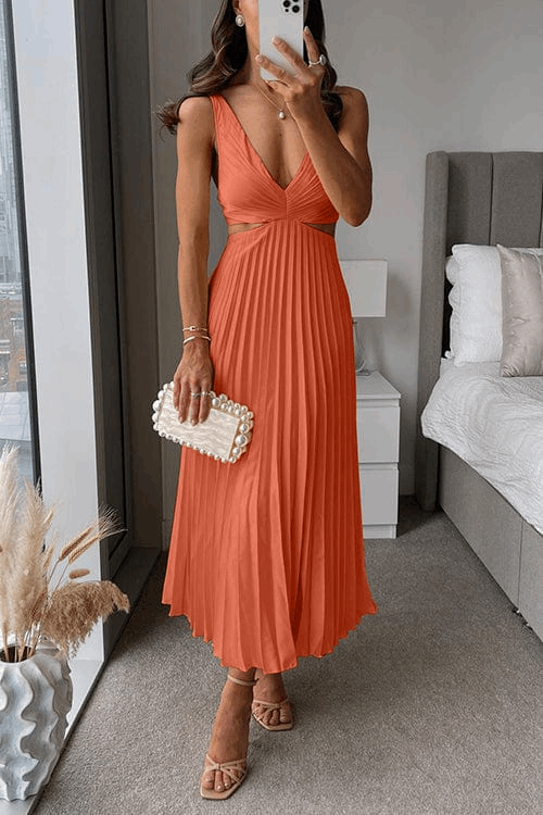 Sanne | Dame Plisseret Satin Kjole