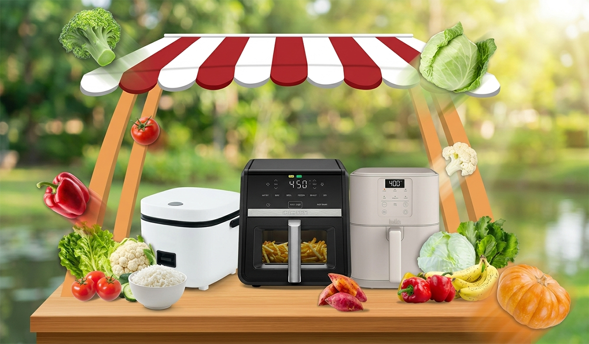 Air fryers e panela de arroz para a cozinha